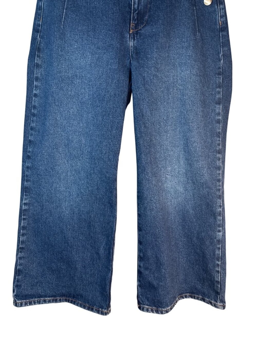 ZARA Wide Leg Button Size 6 Side Jeans Denim High Waist - Picture 6 of 12